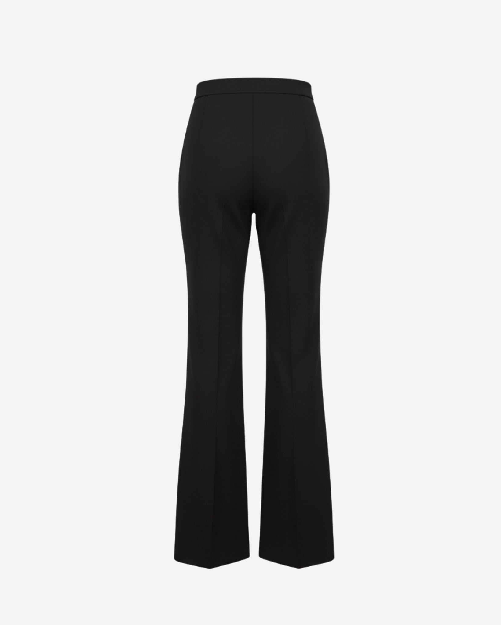 Tailory black high-waisted flare trousers back view