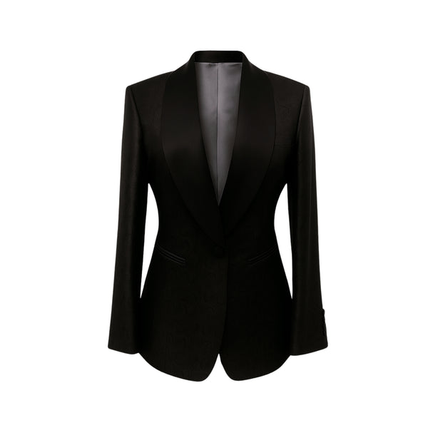 Black Jacquard Tuxedo Jacket Formal Evening Blazer