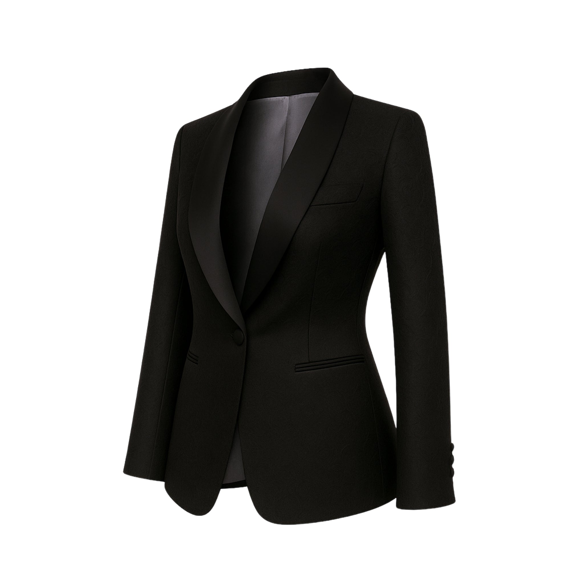 Black Jacquard Tuxedo Jacket Formal Evening Blazer