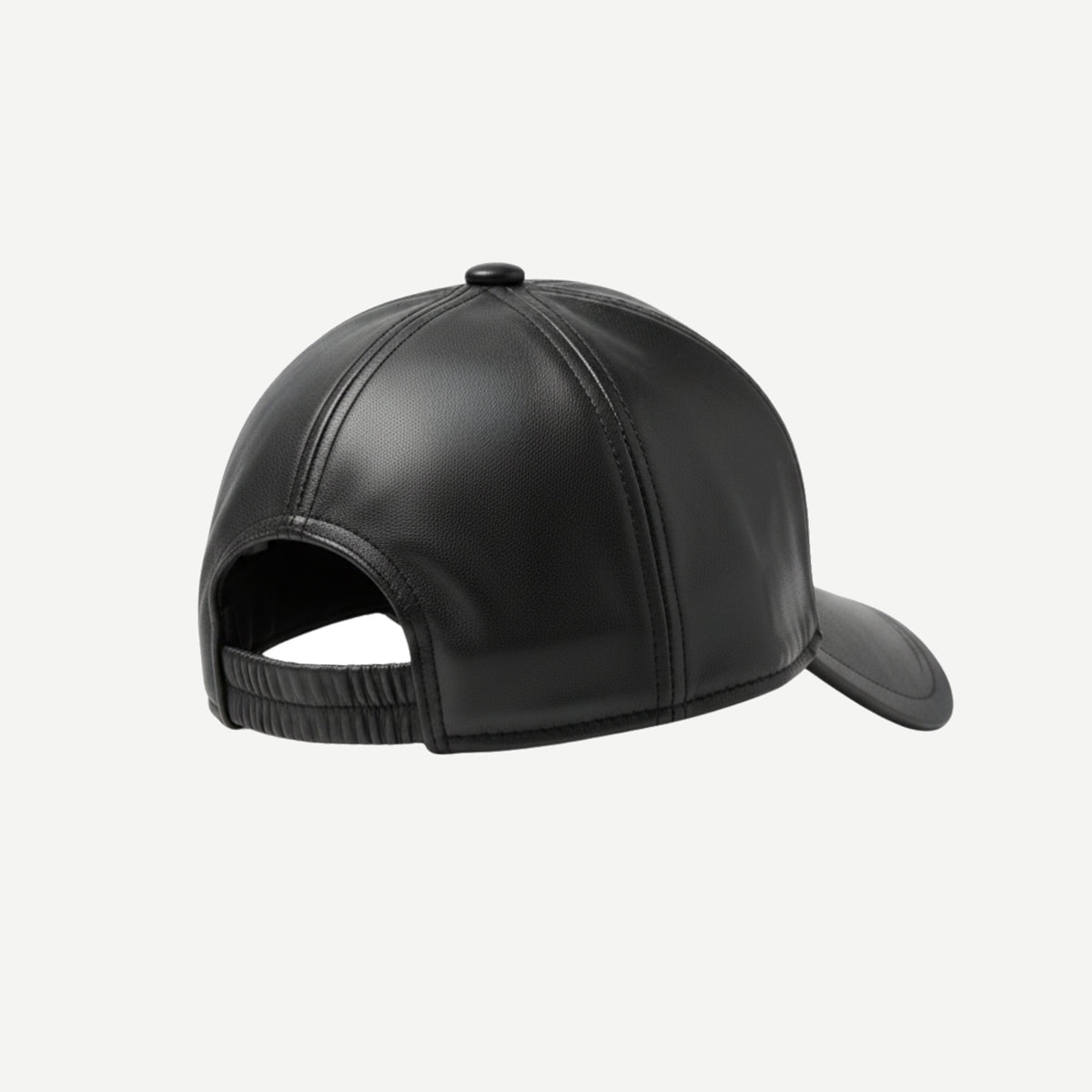 Tailory Hat Black Leather BaseballCap BackView