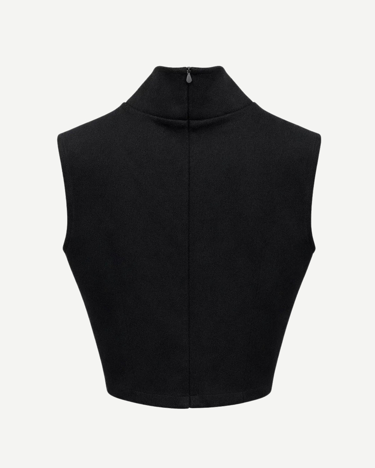 Tailory black sleeveless cropped top back view