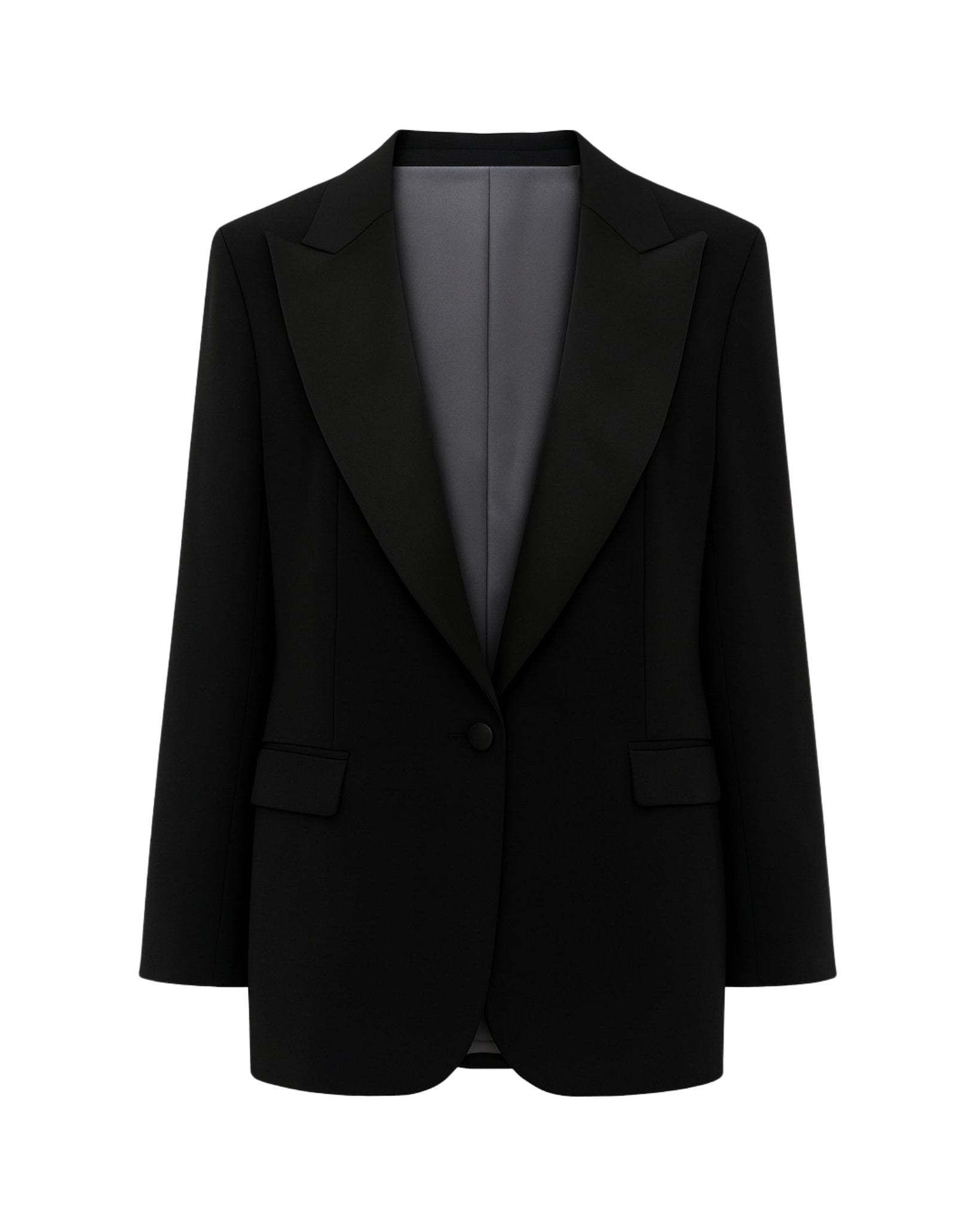Black Oversized Tuxedo Jacket Exaggerated Peak Lapel Blazer | The