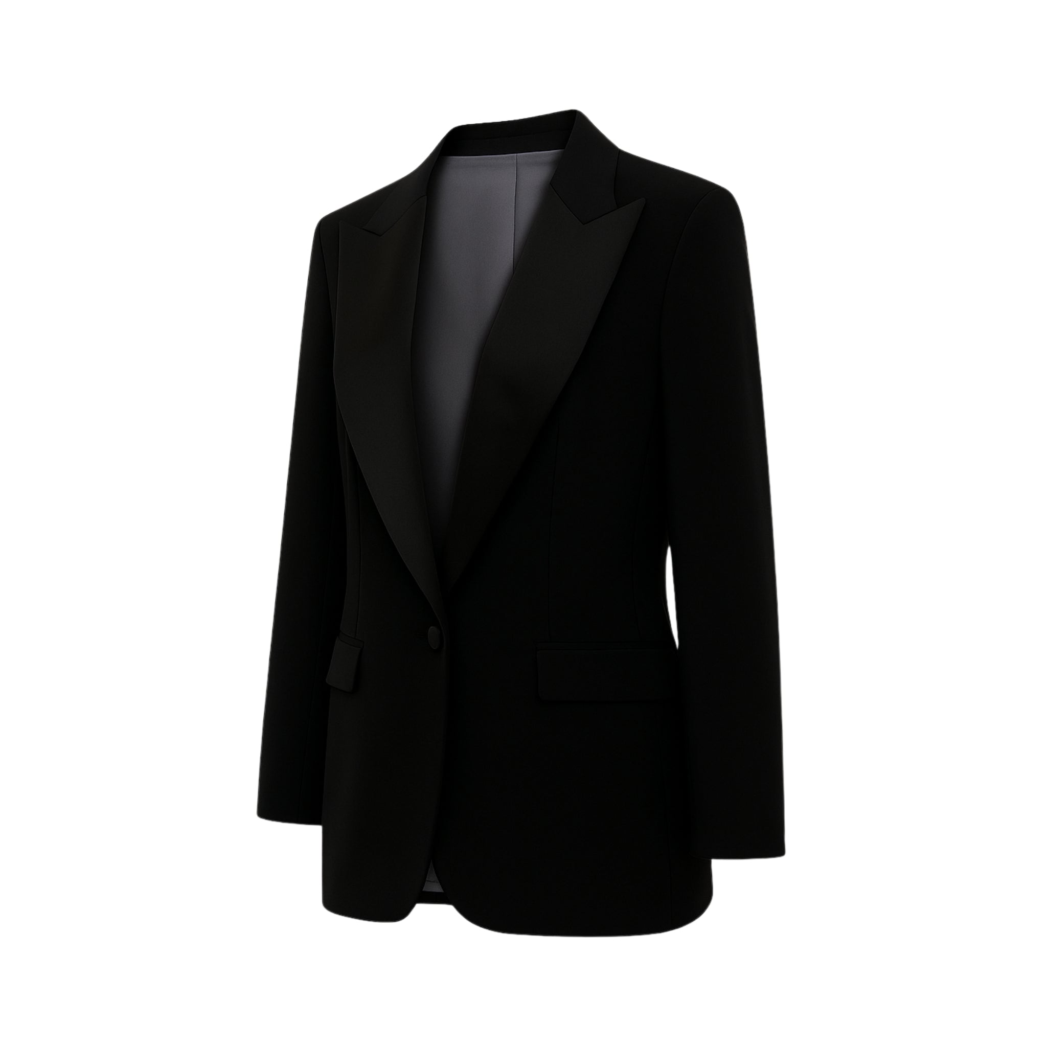 Black Oversized Tuxedo Jacket Exaggerated Peak Lapel Blazer