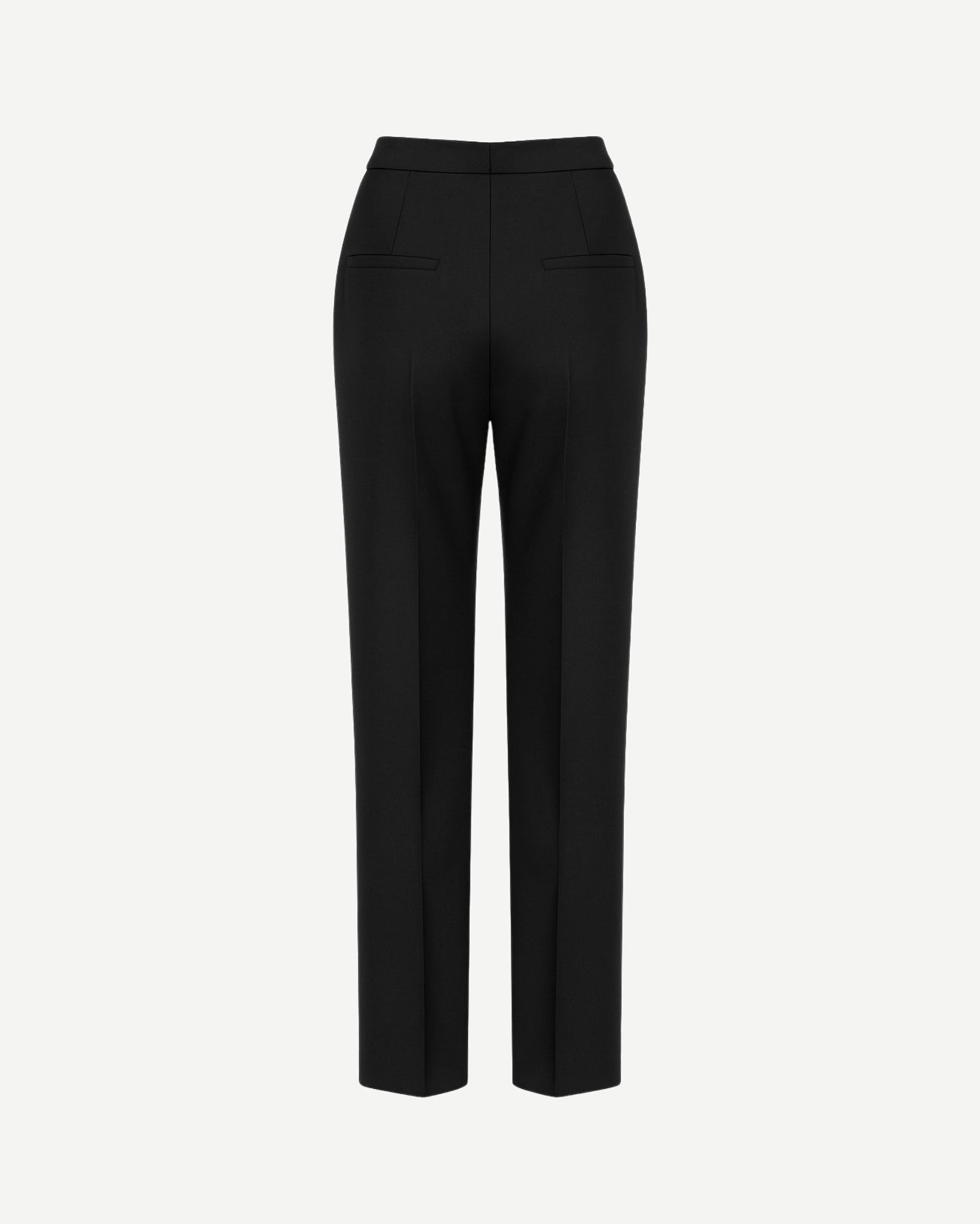 Tailory black pinstripe tailored trousers wide-leg back view