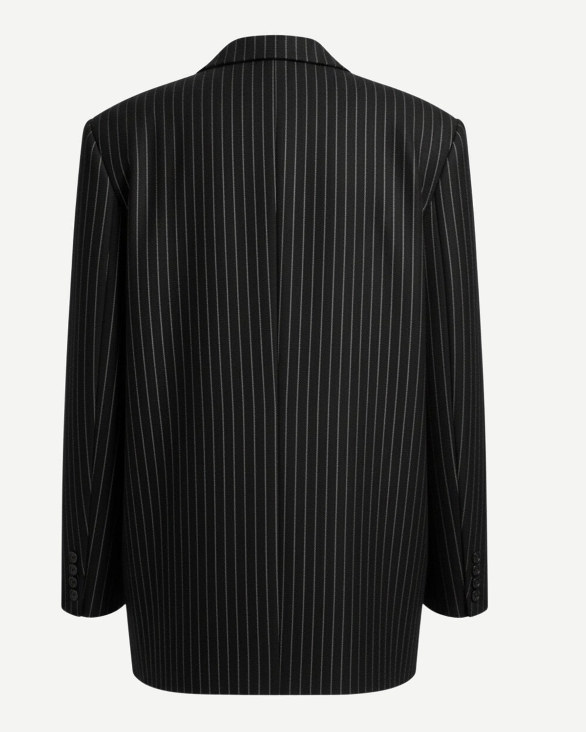Tailory black white pinstripe oversized blazer back view