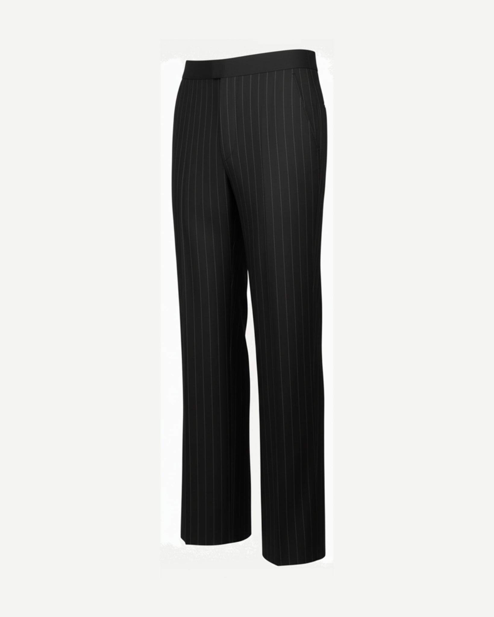 Tailory black pinstripe wide-leg trousers side view