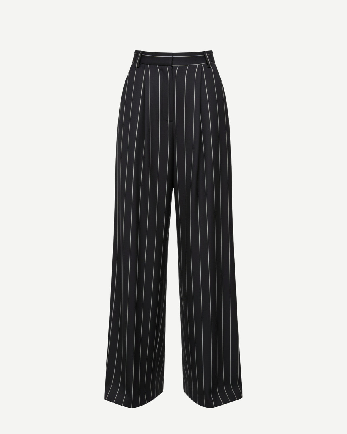 Tailory black pinstripe wide-leg wool trousers front view