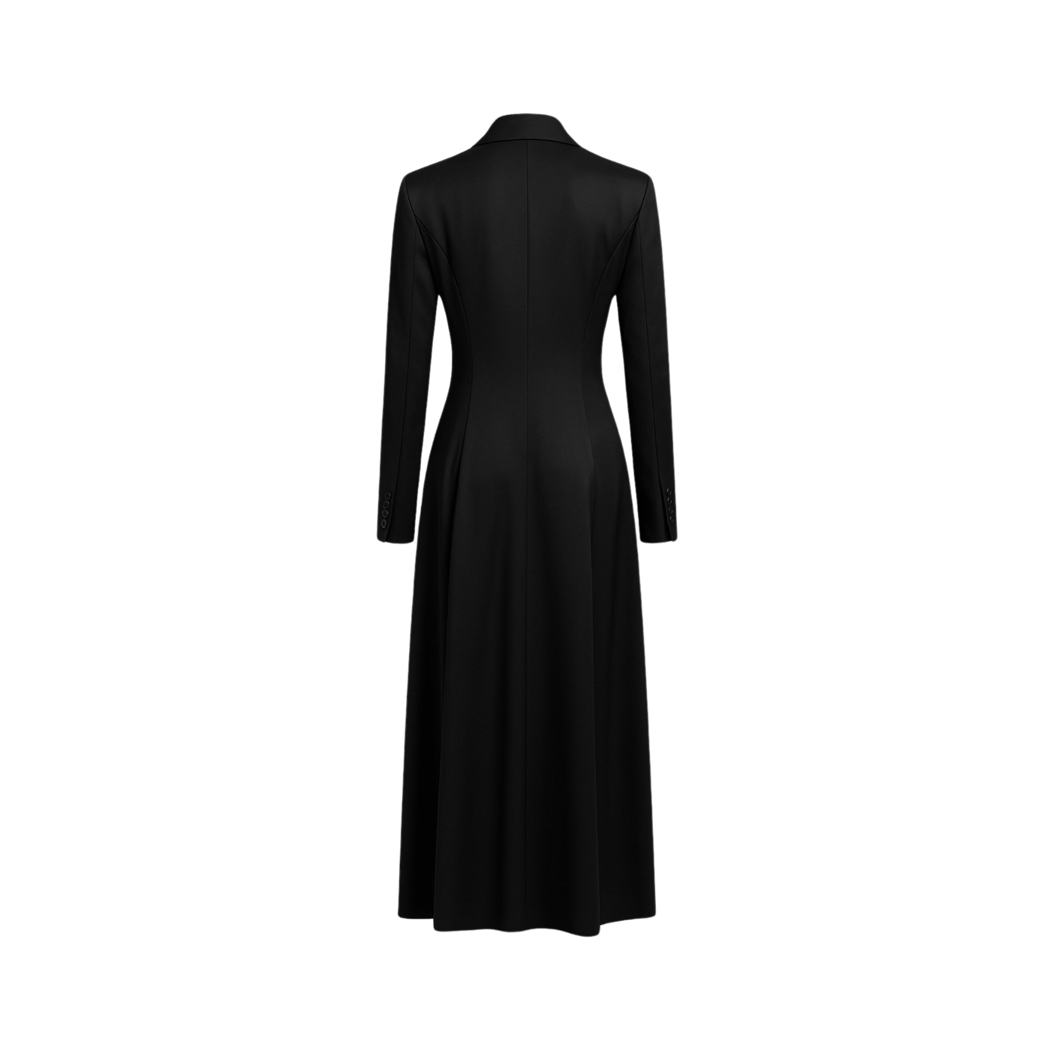 Black Satin Blazer Dress Formal Double Breasted Coat