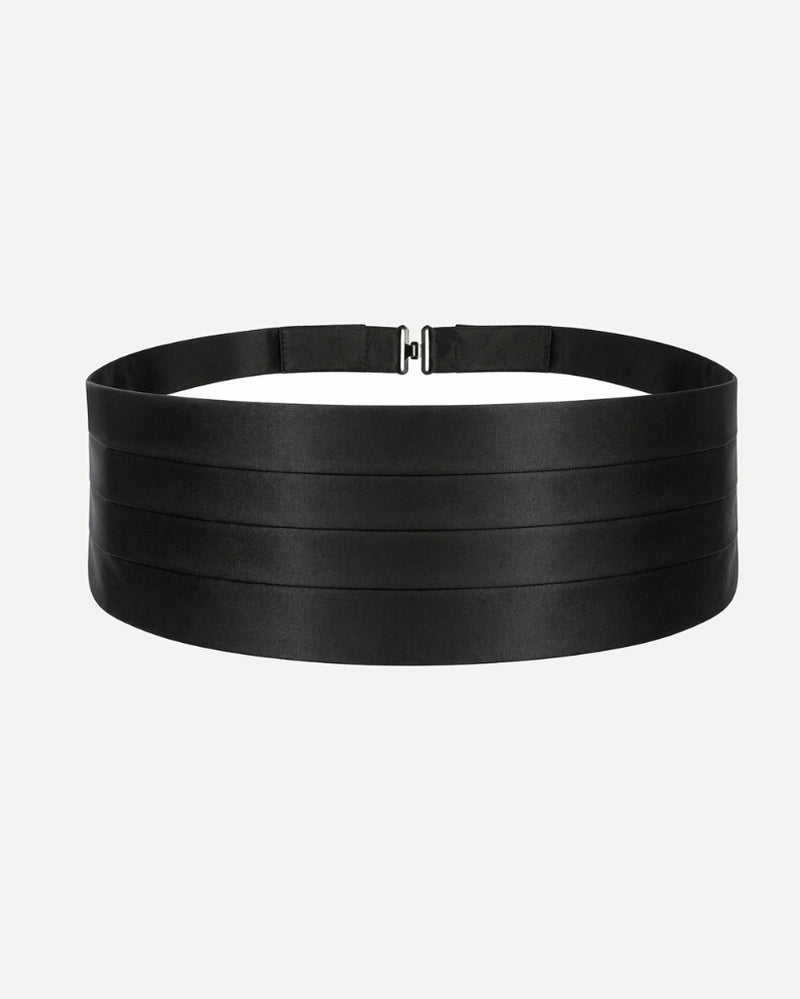 Tailory black satin pleated cummerbund front view