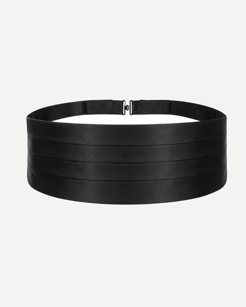 Tailory black satin pleated cummerbund front view