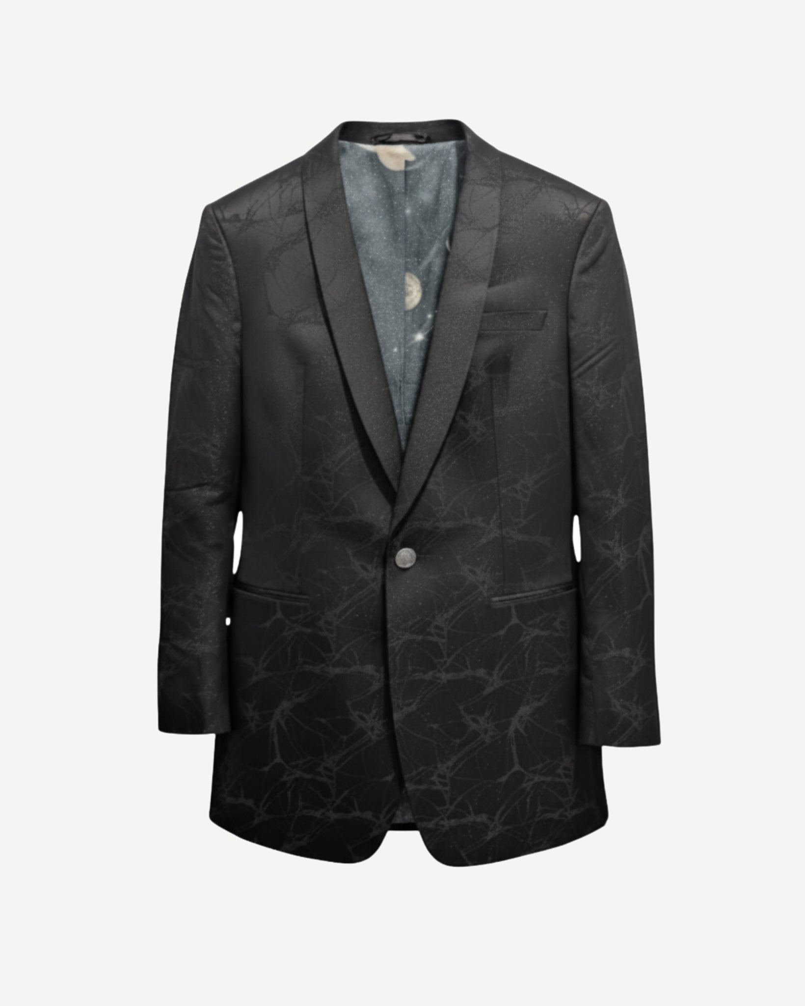 Tailory black spiderweb jacquard tuxedo jacket front view