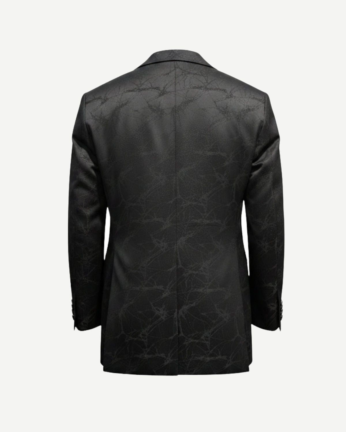 Tailory black spiderweb jacquard tuxedo jacket back view