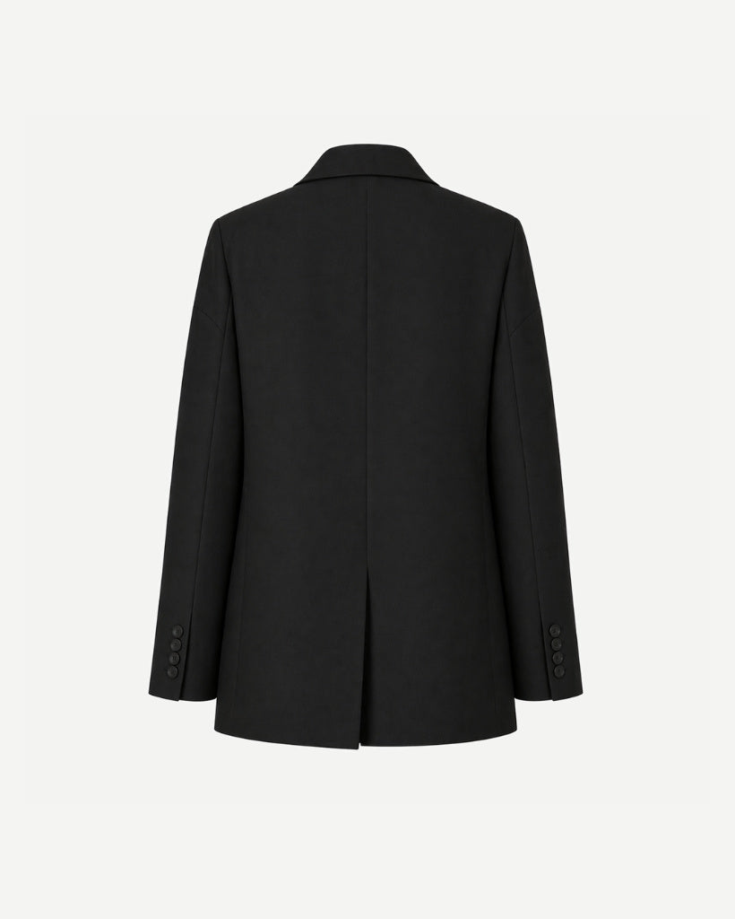 Tailory black tuxedo blazer back vent back view