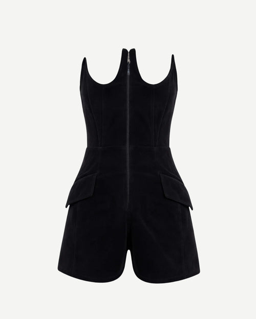 Tailory black velvet underbust structured corset top front view