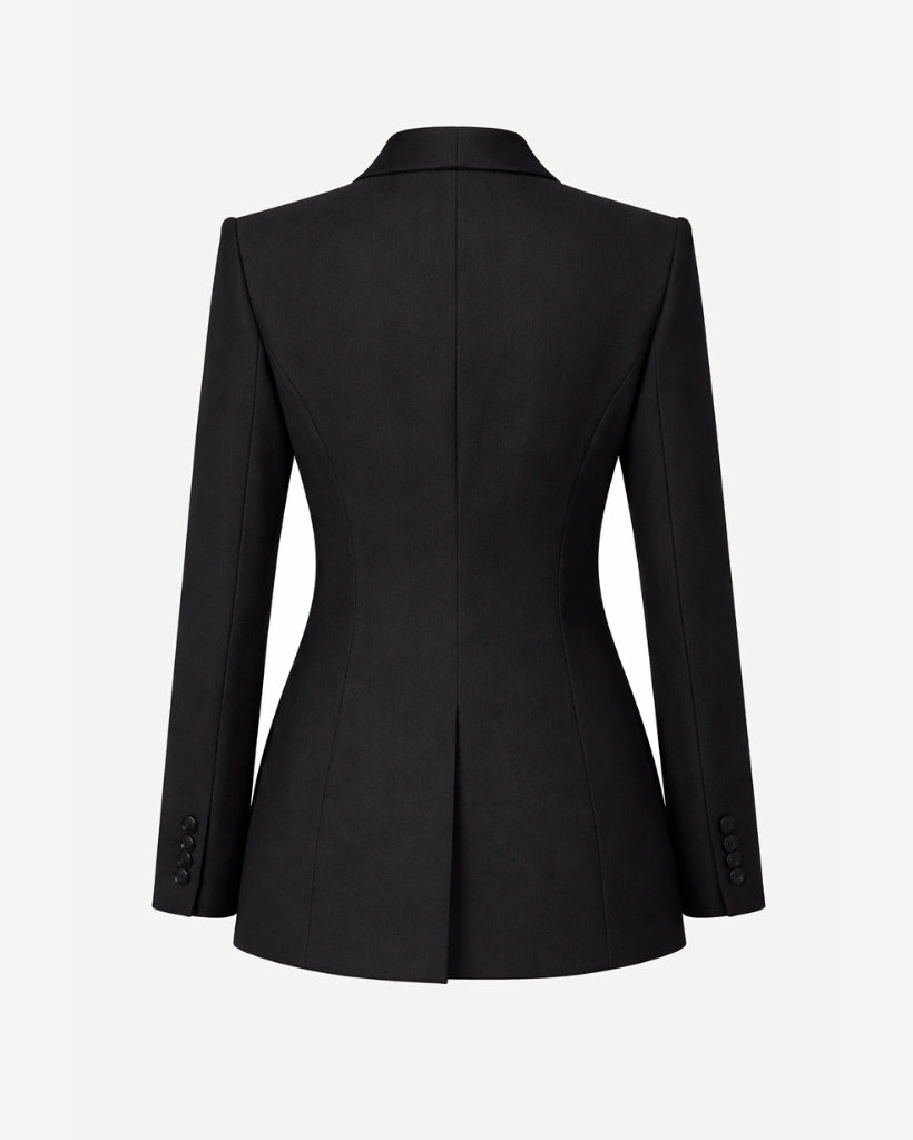 Tailory black tailored tuxedo jacket back view