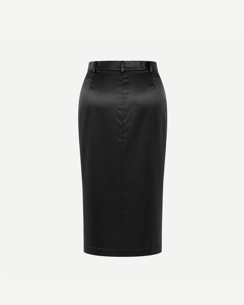 Tailory black pencil skirt smooth finish back view