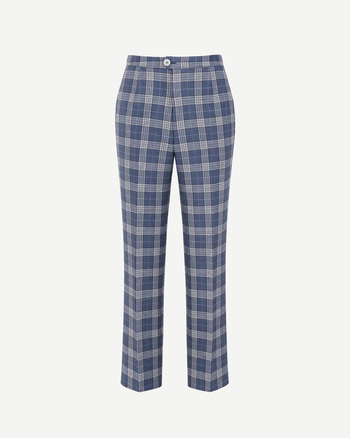 Tailory blue and white check tailored trousers front view