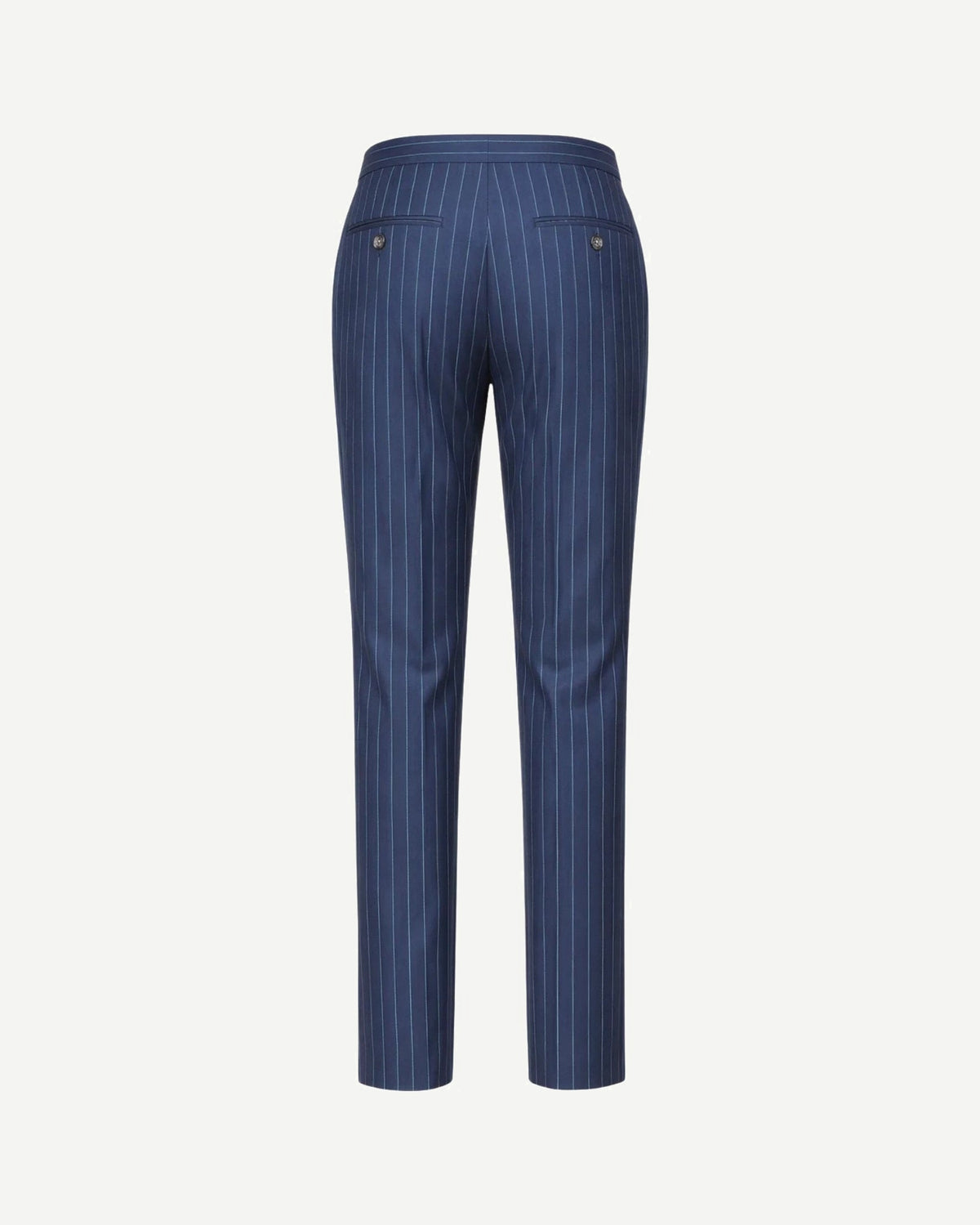 Tailory navy white pinstripe tailored dress trousers back view