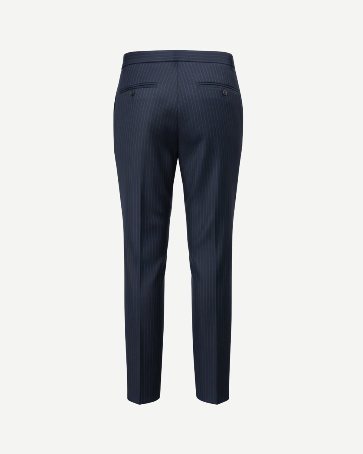 Tailory blue pinstripe wool trousers back view