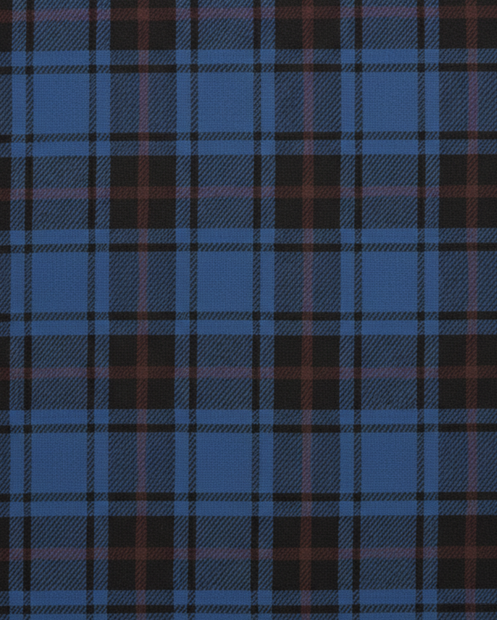 Tailory blue brown tartan wool suiting fabric swatch