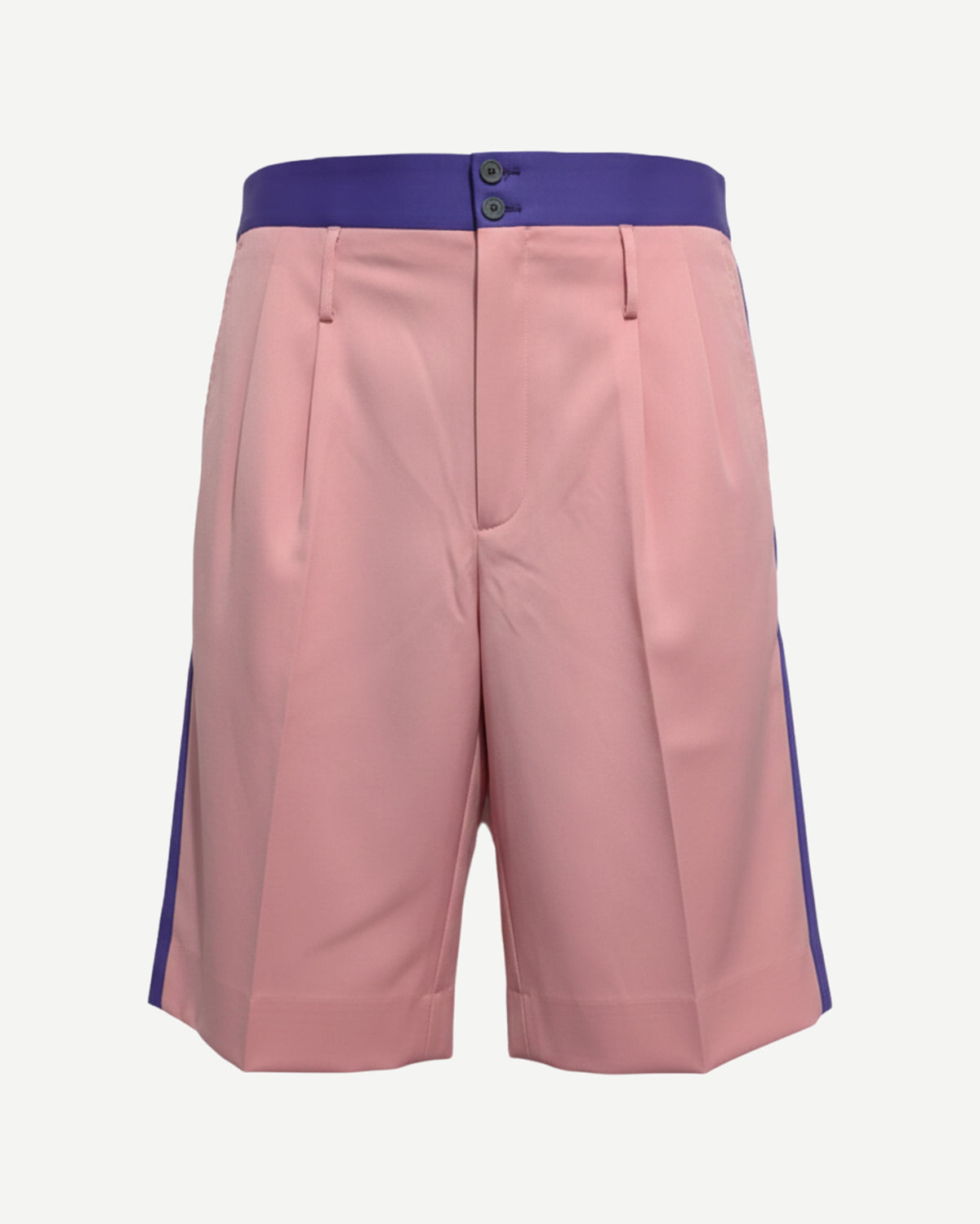 Tailory blush pink color-block tailored shorts front view