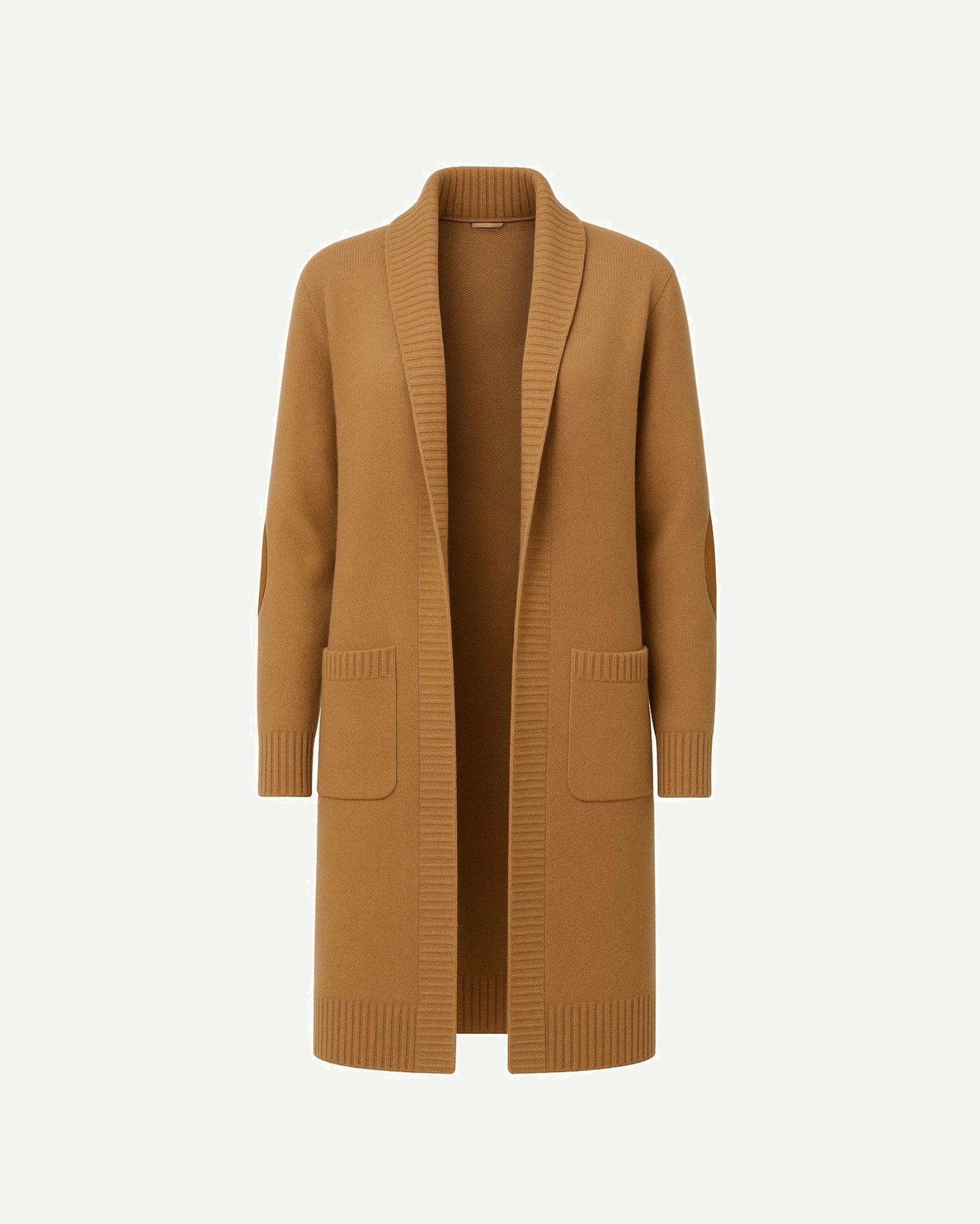 Tailory camel vicuña open-front cardigan front view
