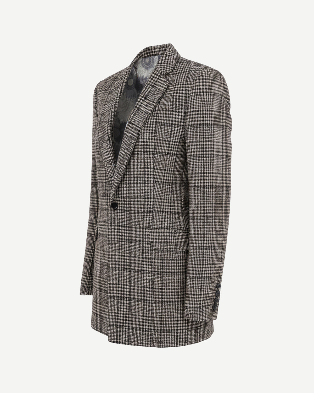 Tailory charcoal glen plaid metallic thread blazer side view