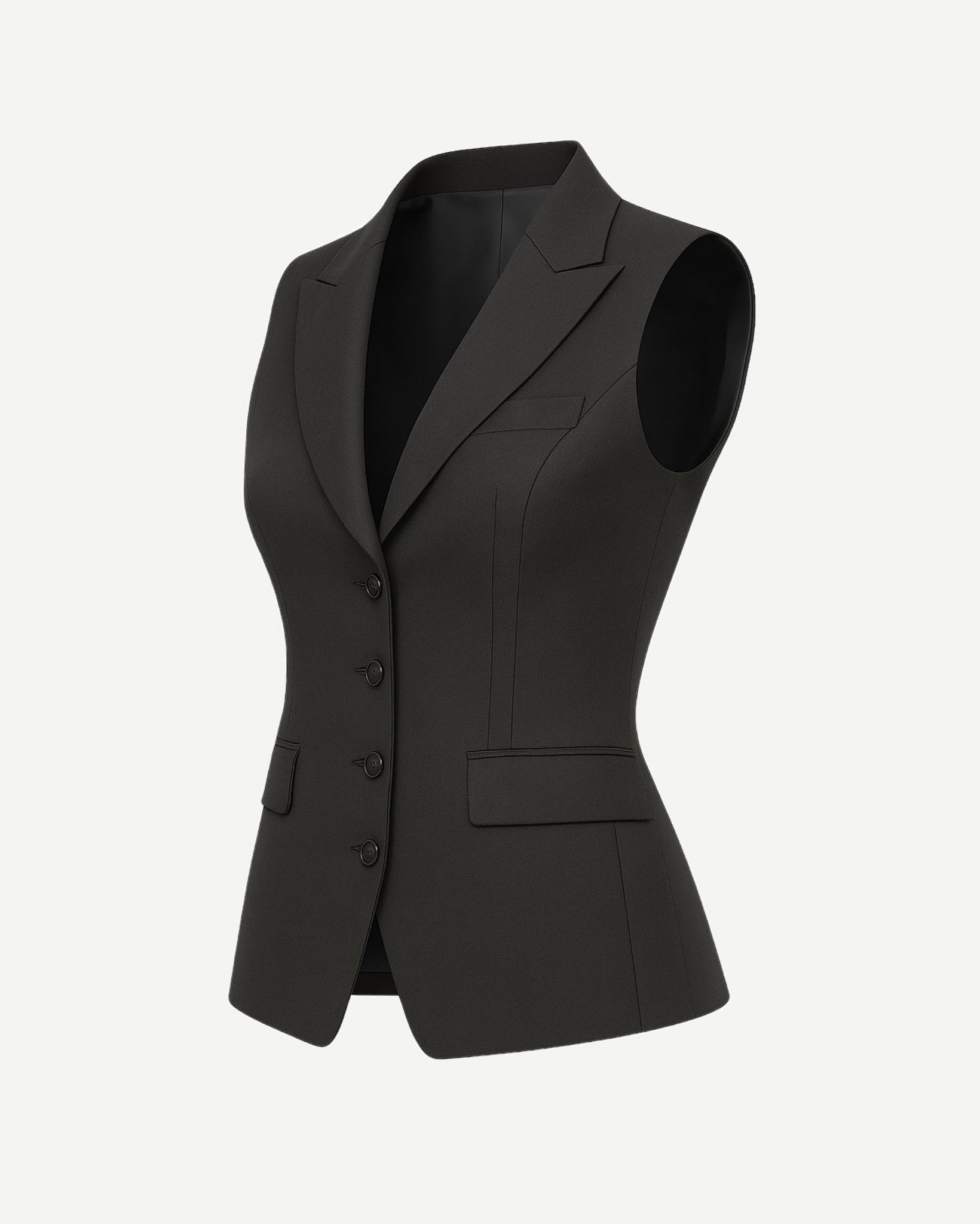 Tailory charcoal gray wool vest side view