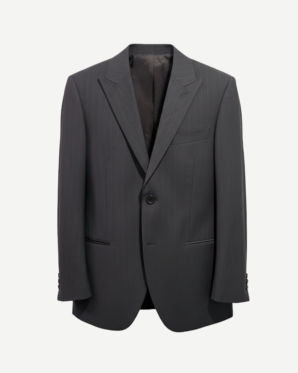 Tailory charcoal pinstripe single-button suit blazer front view