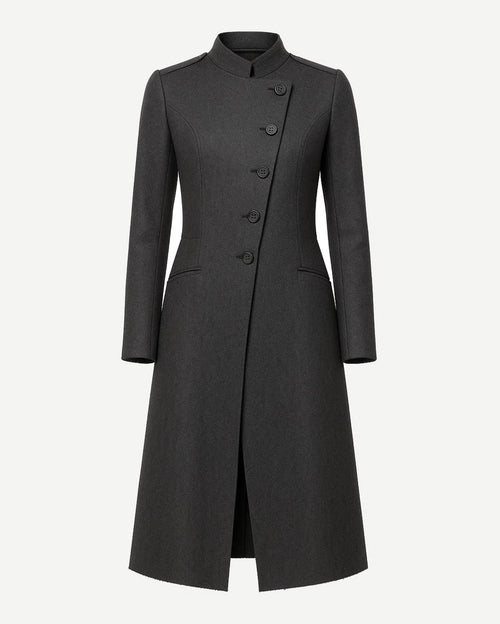 Charcoal Loro Piana Deconstructed Military Double-Breasted Coat
