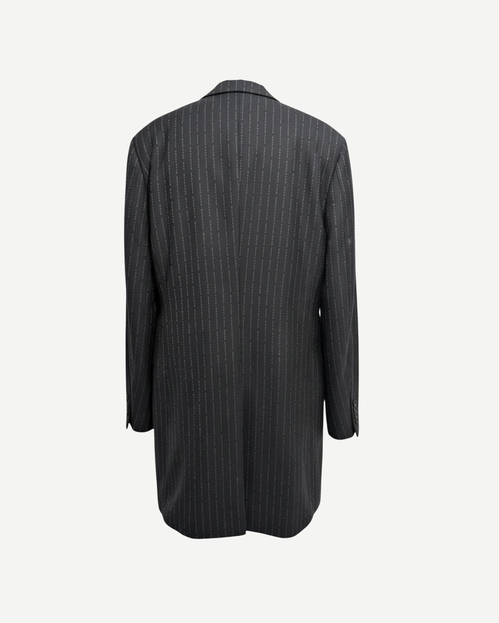 Tailory charcoal pinstripe structured double-breasted jacket side view