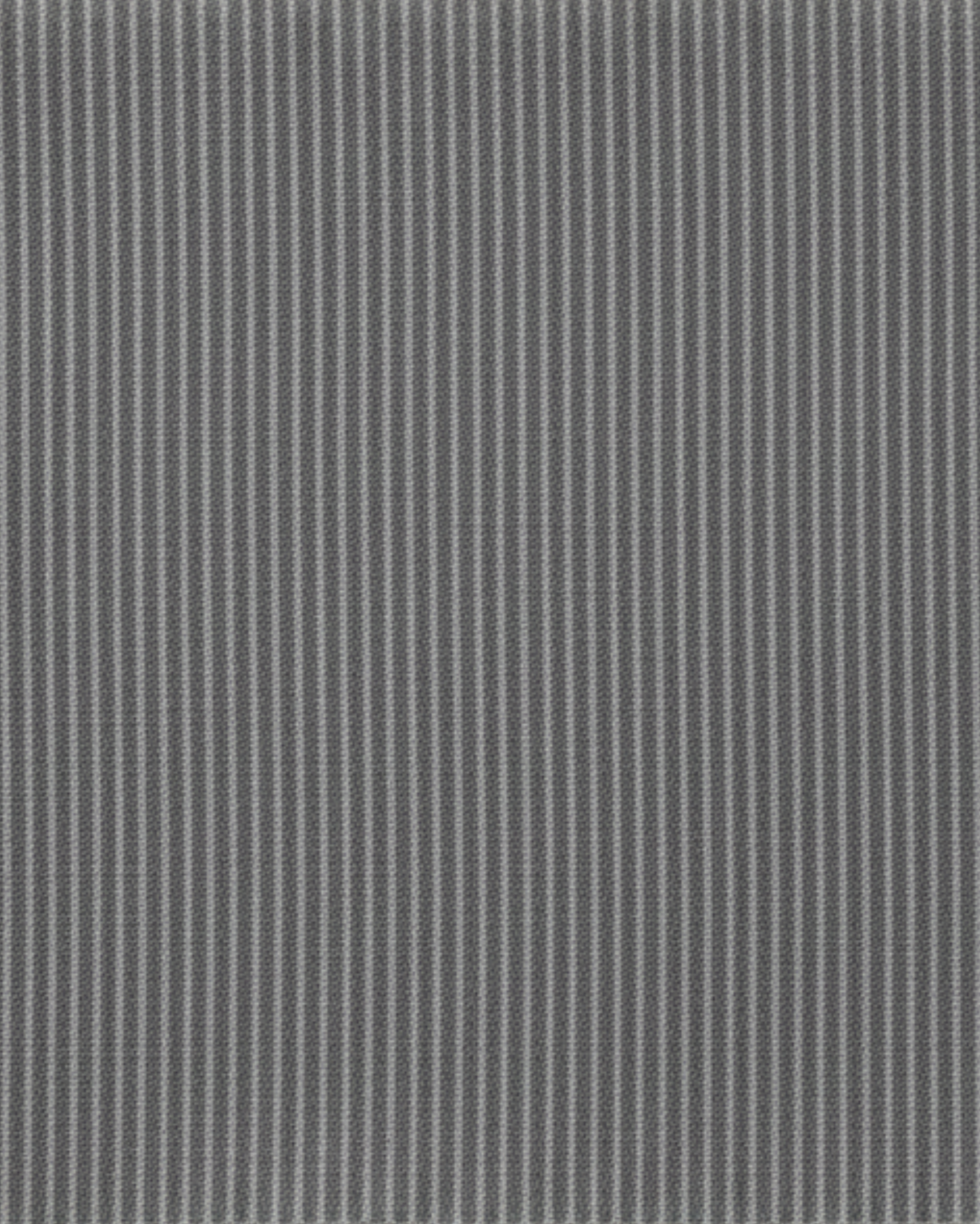 Close-up of the fabric texture for the Charcoal Pinstripe Asymmetric Wrap Blouse, featuring fine vertical pinstripes on a soft charcoal gray background, highlighting a classic tailored suiting material.