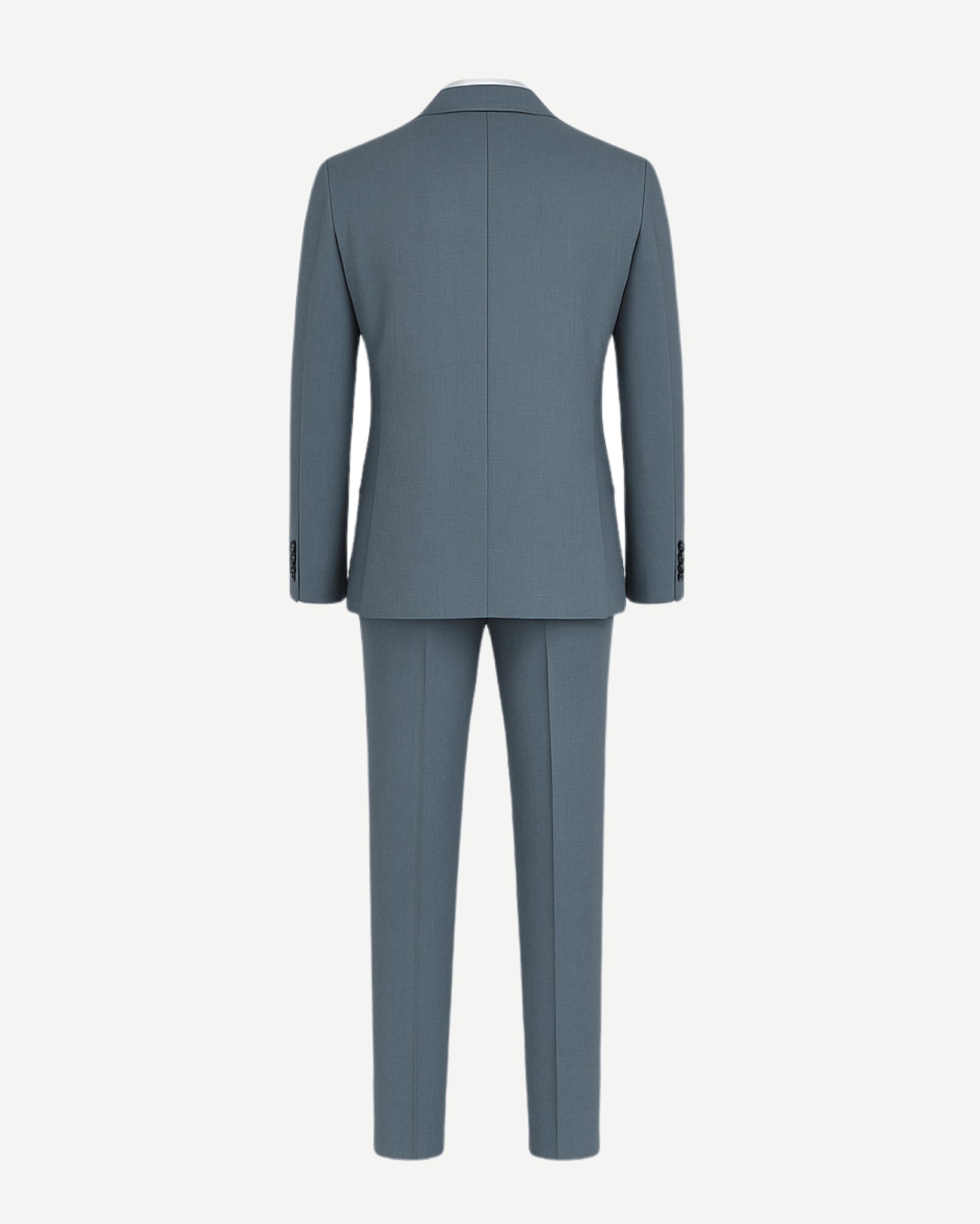 Tailory steel gray silk blend suit back view