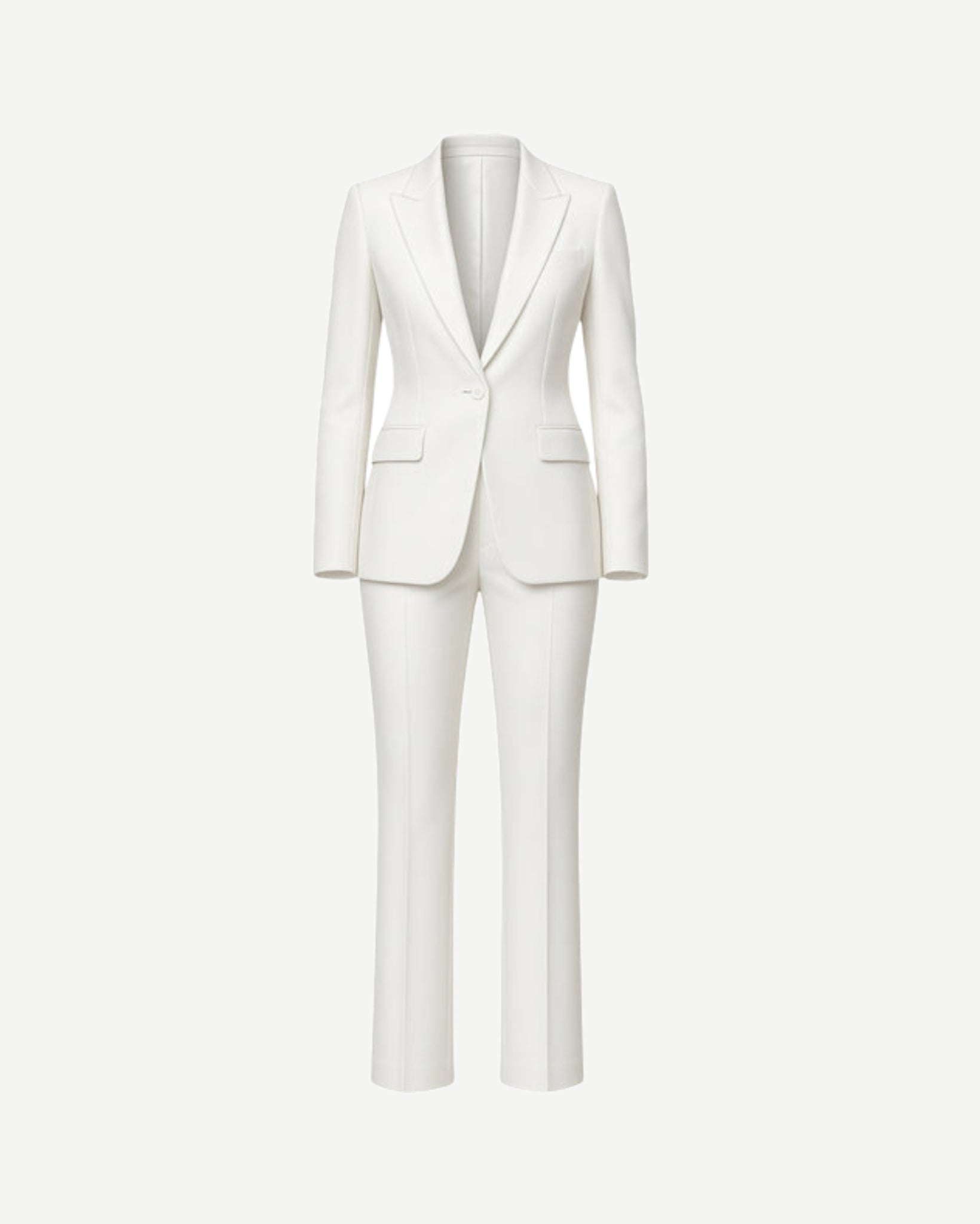 Tailory classic white feminine fit wool suit front view