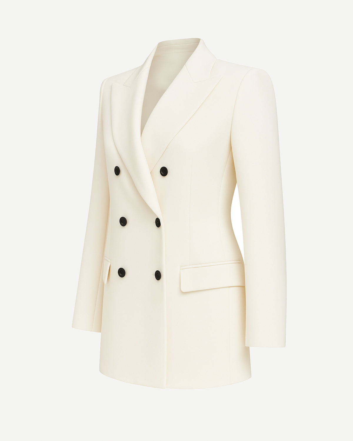 Tailory ivory double-breasted peak-lapel blazer side view