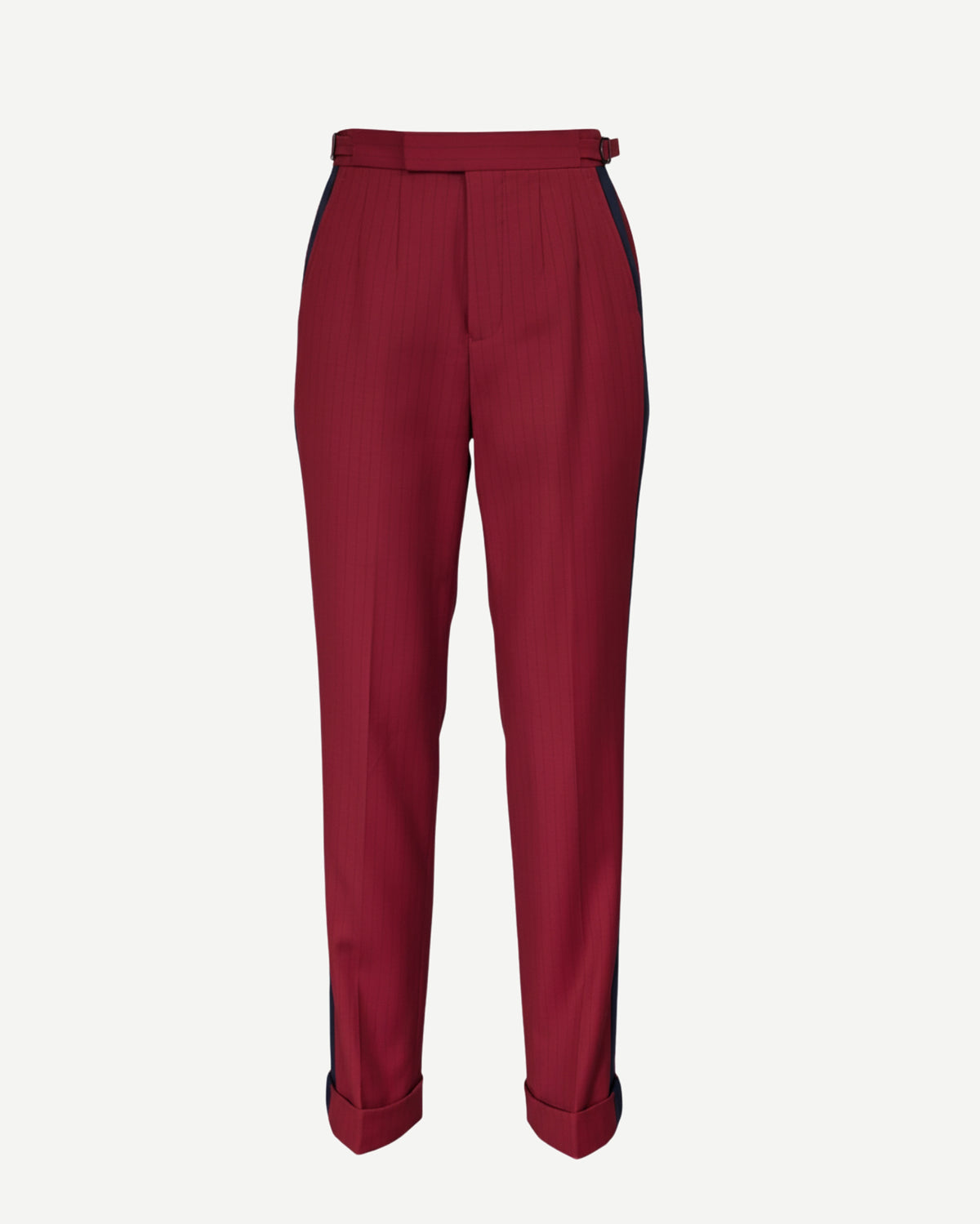 tailory crimson contrast-stripe trouser front view