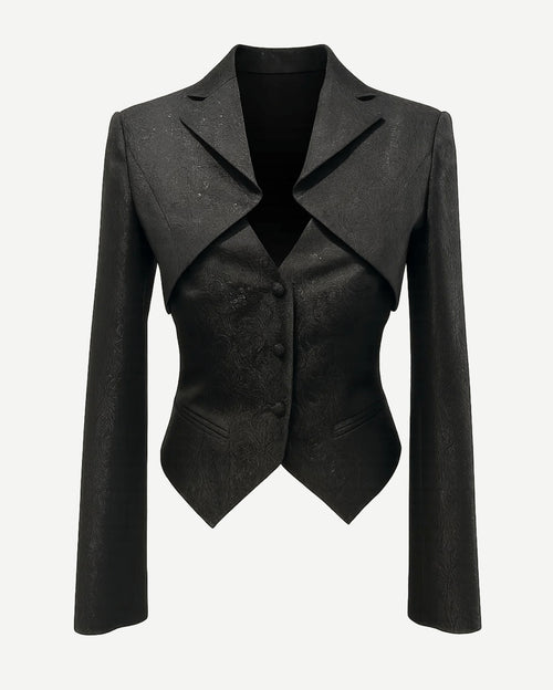 Black Cropped Blazer Cutout Formal Jacket - Blazer - The Tailory New York
