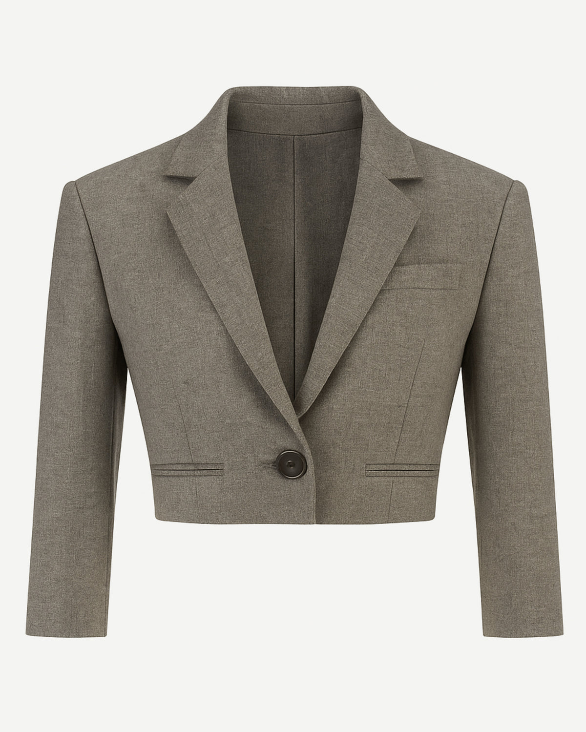 Tailory gray cropped 3/4 sleeve blazer front view