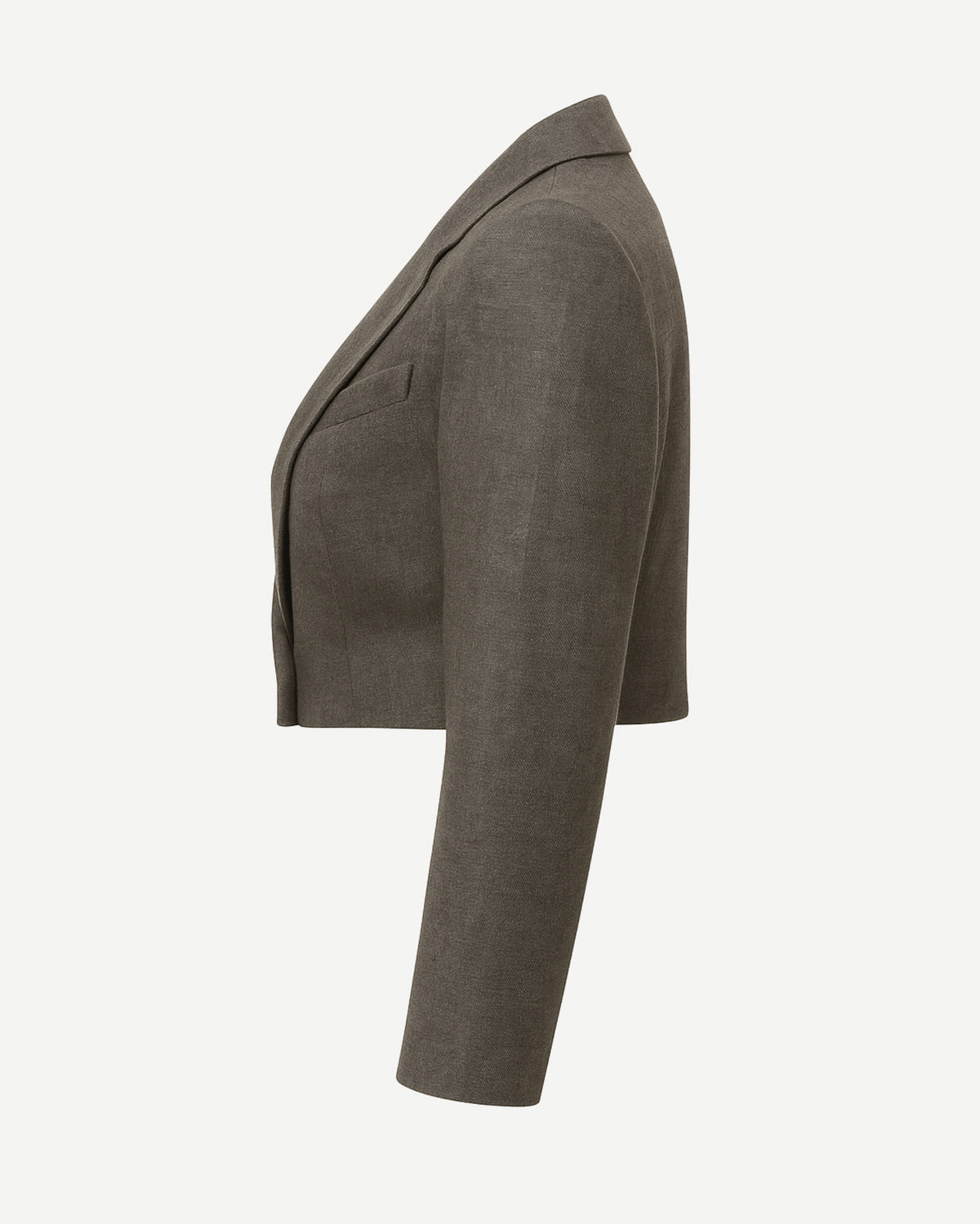 Tailory gray cropped 3/4 sleeve blazer side view