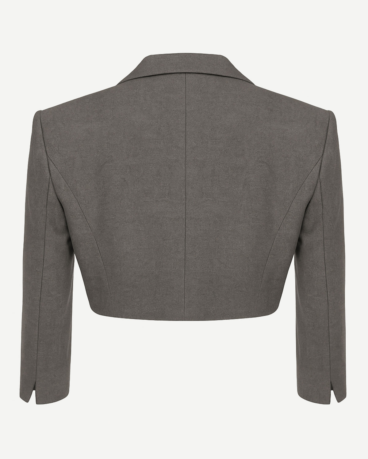 Tailory gray cropped 3/4 sleeve blazer back view