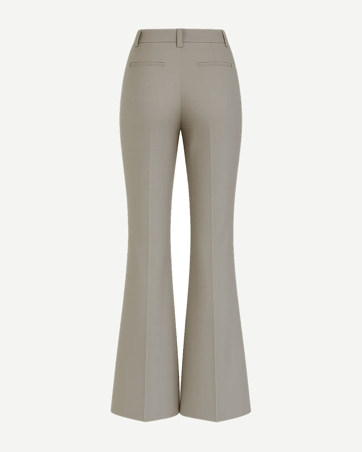 Tailory stone Loro Piana high-waisted flare trousers back view