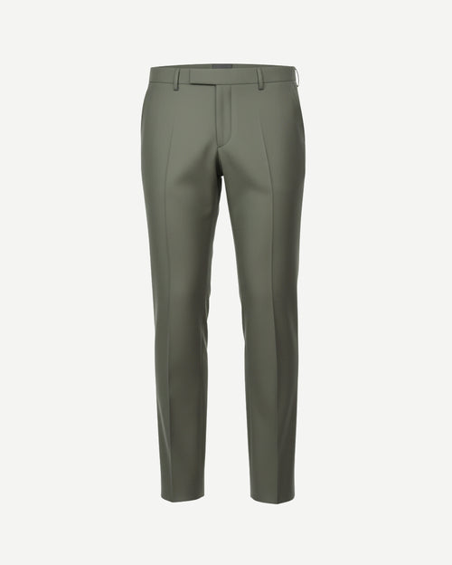 Tailory dark green flat-front tailored trousers front view