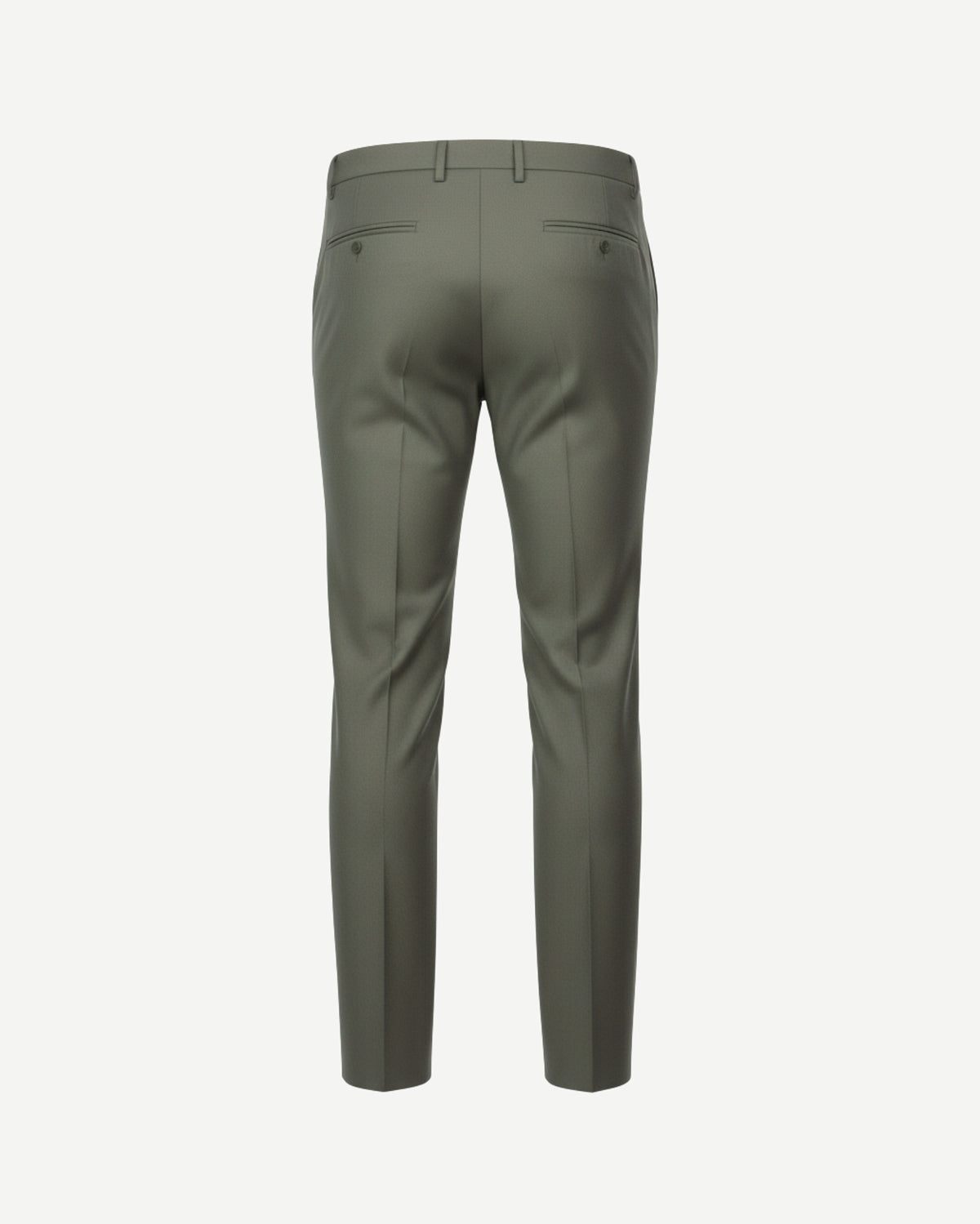 Tailory dark green flat-front tailored trousers back view