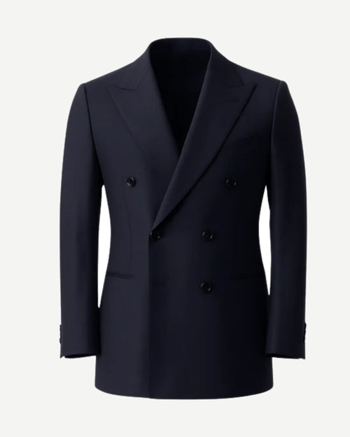 Tailory dark navy double-breasted wool blazer front view