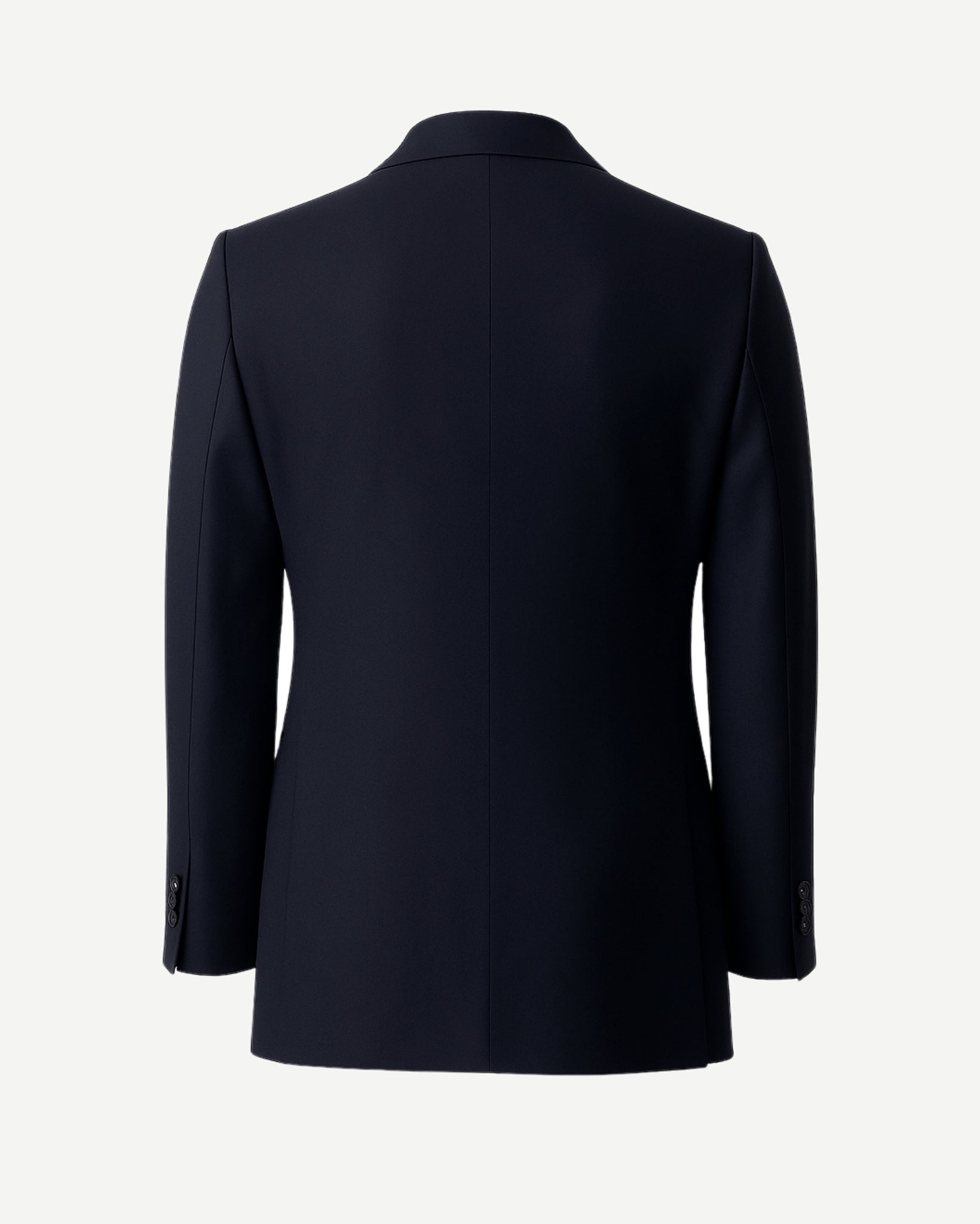 Tailory dark navy double-breasted wool blazer back view