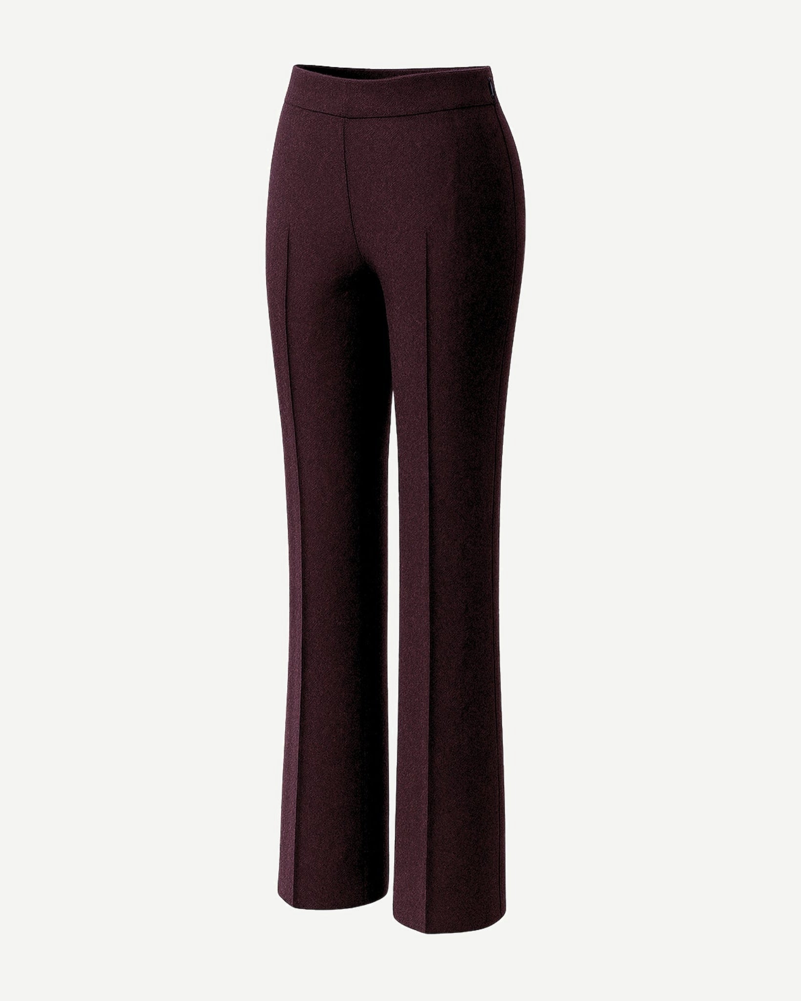 Tailory deep burgundy wool trousers side view