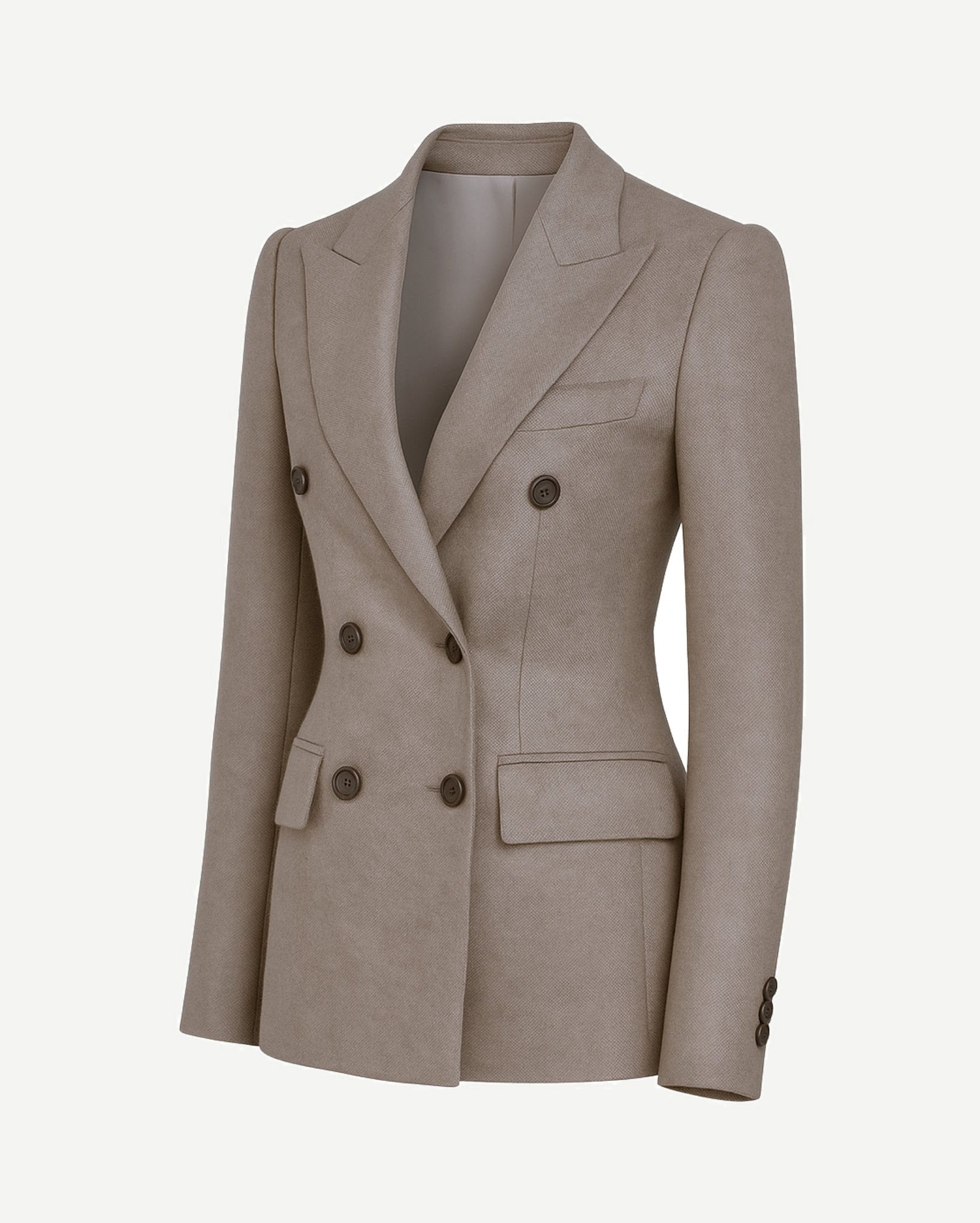 Tailory stone Loro Piana double-breasted blazer front view