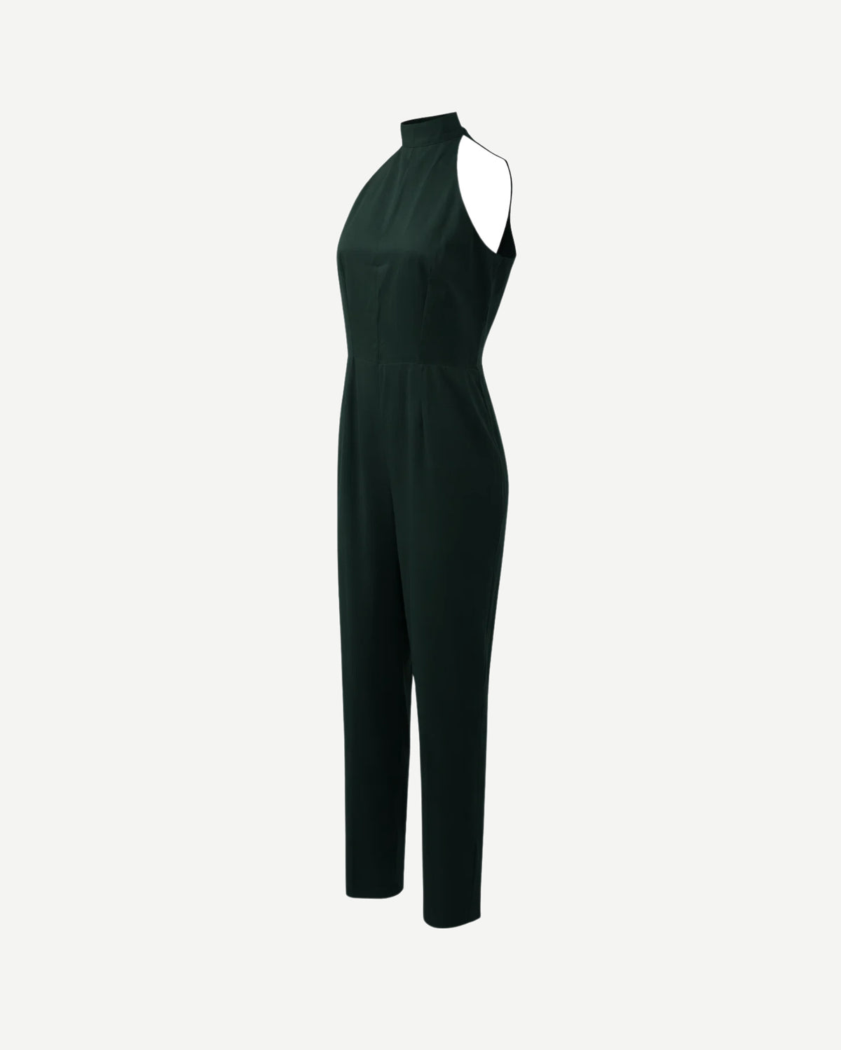 Tailory forest green halter wide-leg jumpsuit side view