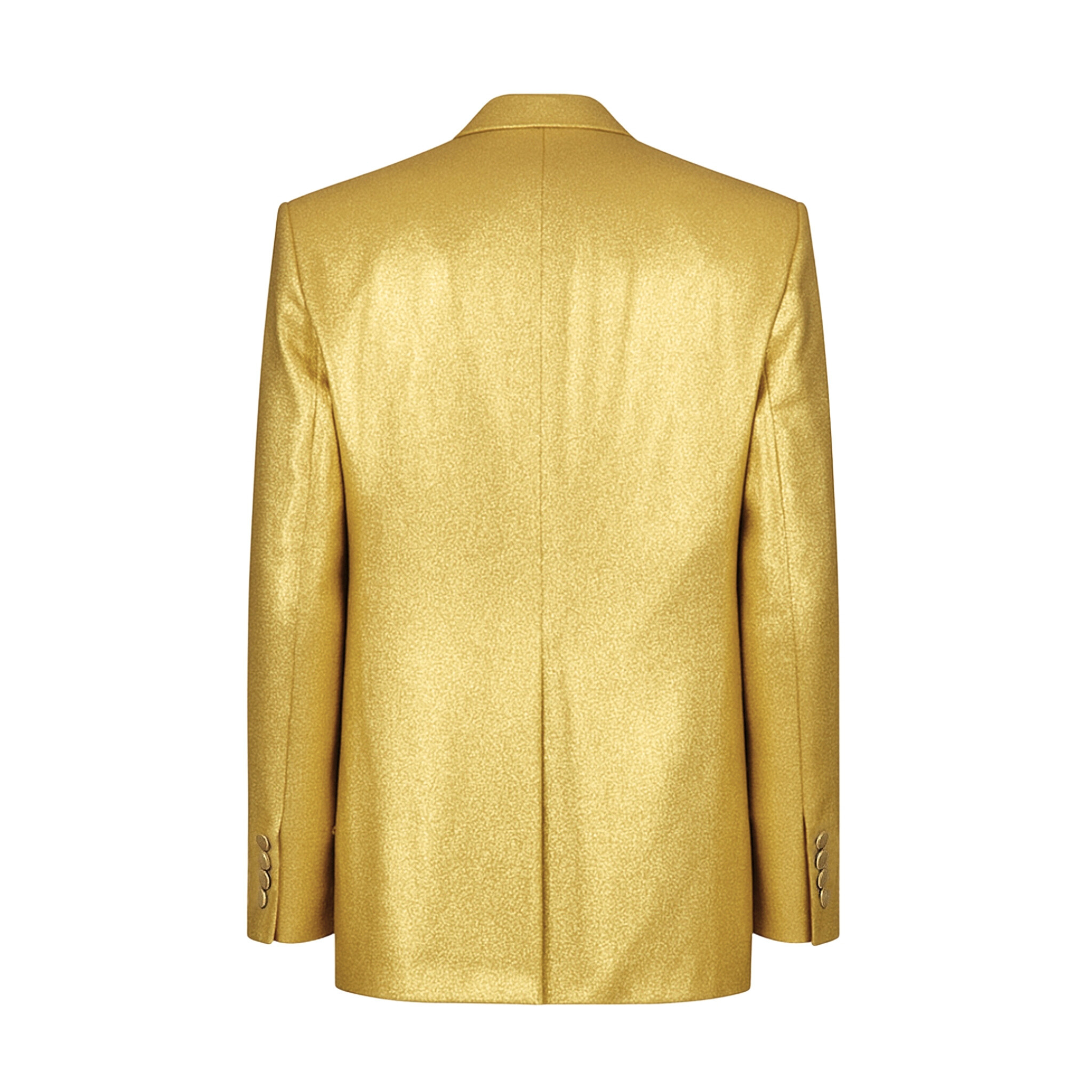 Gold silk lamé tailored jacket back view