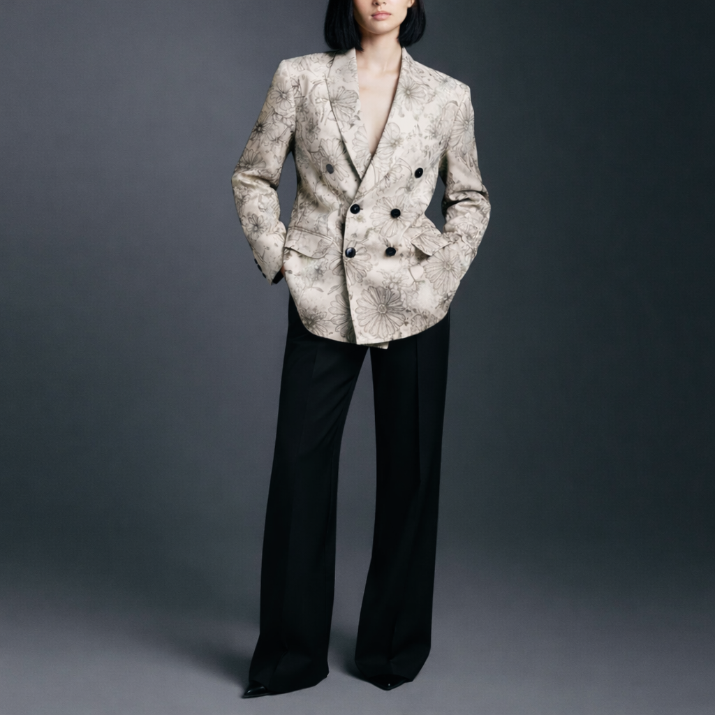 Brunello Cucinelli White Floral Graphic Jacket